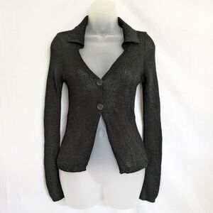 NWT Pretty Little Thing Black 2 Button Cardigan Long Sleeve Size 8 Filagree